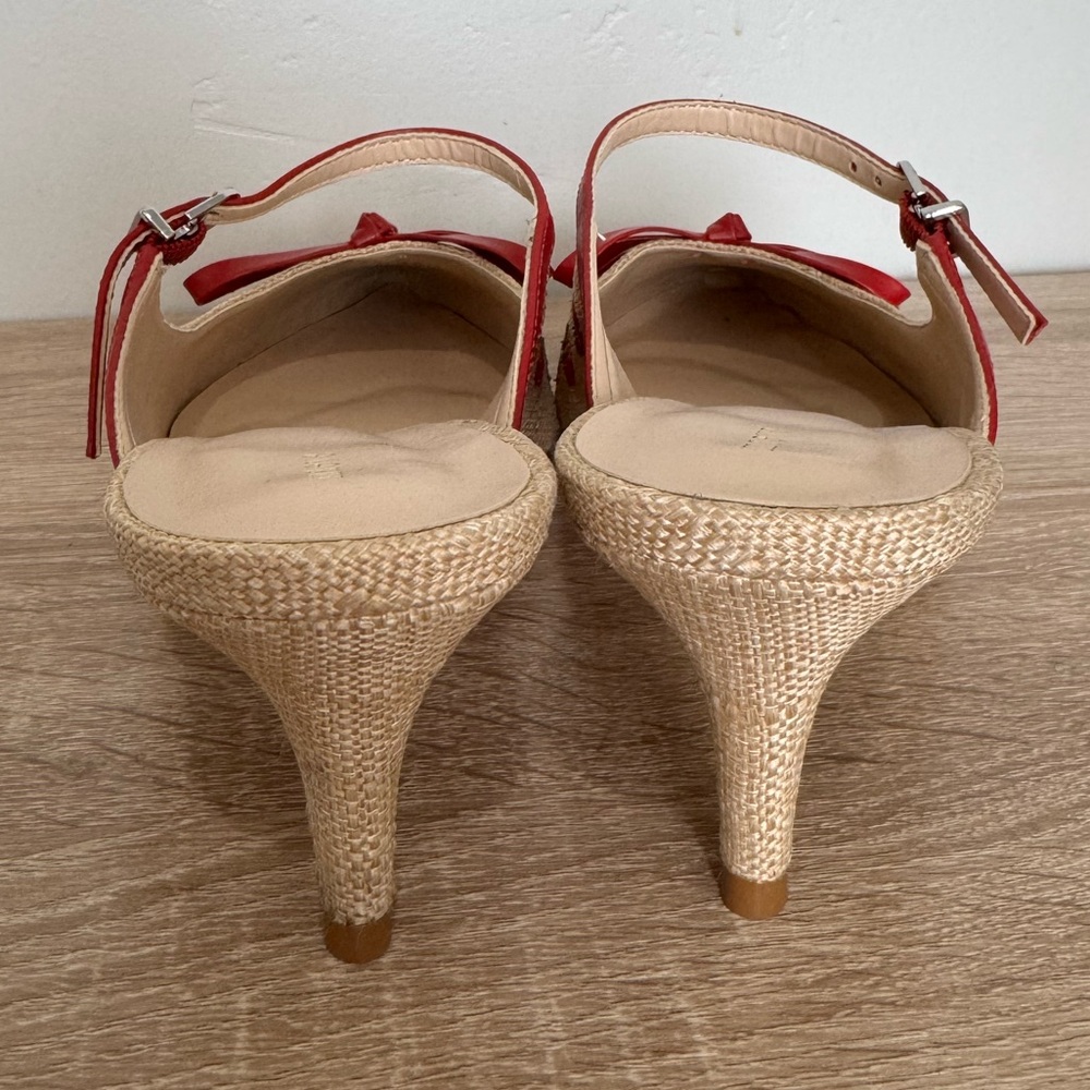Maeve Straw Pointed-Toe Slingback Heels with Red Strawberry Embroidery - Picture 7 of 8